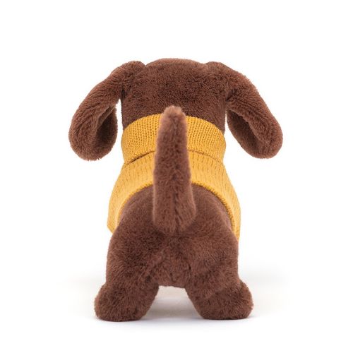 Pliušinis žaislas šuniukas Sweater Sausage Dog Yellow Pegasas