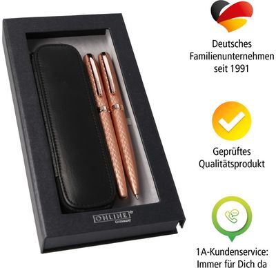 Rinkinys ELEGANZA DIAMOND: plunksnakotis+tušinukas+dėklas, Rosegold