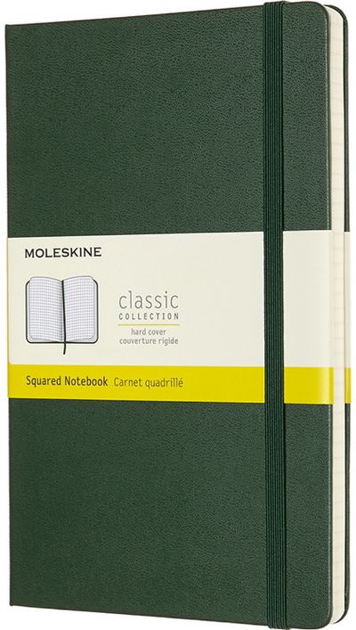 Užrašinė Moleskine HARD CLASSIC, 13x21 cm, 240 psl., langeliais, Myrtle Green