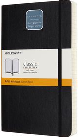 Moleskine Expanded Large Ruled Softcover Notebook: Black