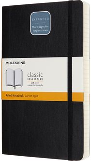 Moleskine Expanded Large Ruled Softcover Notebook: Black