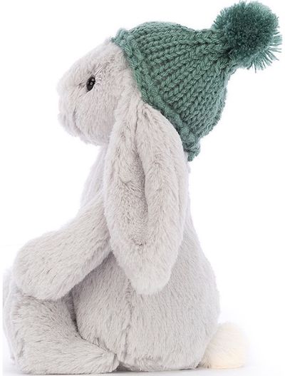 Pliušinis žaislas zuikis BASHFUL Toasty Bunny Silver (mažas su kepure)
