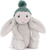 Pliušinis žaislas zuikis BASHFUL Toasty Bunny Silver (mažas su kepure)