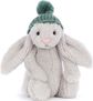 Pliušinis žaislas zuikis BASHFUL Toasty Bunny Silver (mažas su kepure)