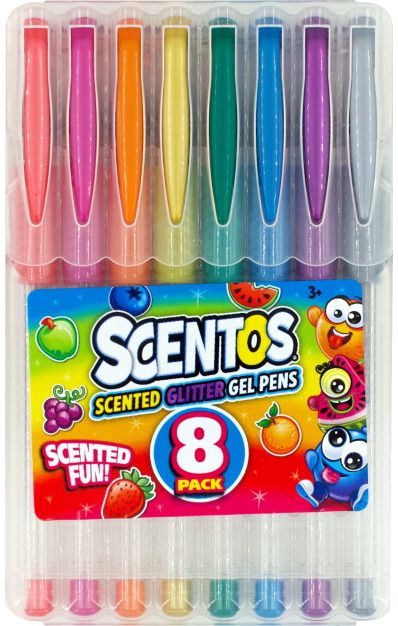 Geliniai rašikliai SCENTOS su blizgučiais, kvepiantys, 8 vnt