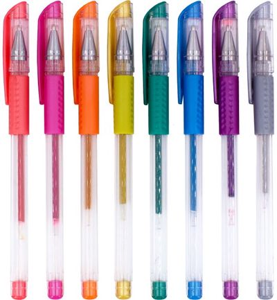 Geliniai rašikliai SCENTOS su blizgučiais, kvepiantys, 8 vnt