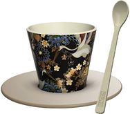 Espresso puodelis NATURE su lėkštute ir šaukšteliu, 90 ml