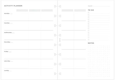 Priedai FILOFAX užrašinėms: lapai Activity Planner, A5, 80 gsm, 56 l.