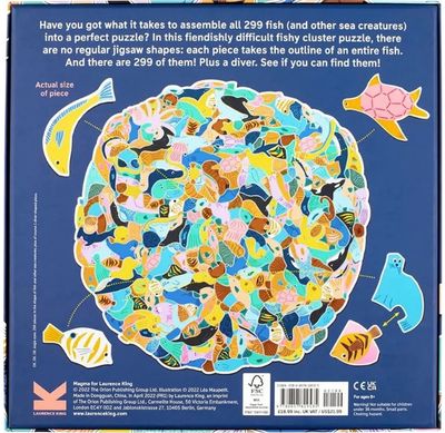 Dėlionė LAURENCE KING 299 Fish (and a diver) žuvelių formos detalės