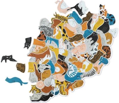 Dėlionė LAURENCE KING 299 Cats (and a dog) kačiukų formos detalės