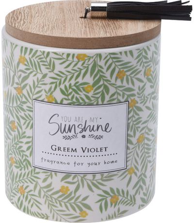 Žvakė keramikiniame indelyje LEMON/GREEN/LILAC, įv.rūšys, 9 cm