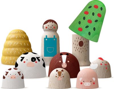 Medinių žaislų rinkinys LONDJI My wooden world farm