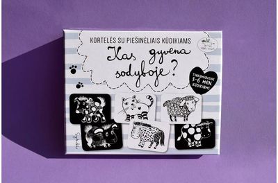 Kortelės su piešinėliais kūdikiams KAS GYVENA SODYBOJE /KAS GYVENA MIŠKE IR EŽER E (įvairios rūšys)