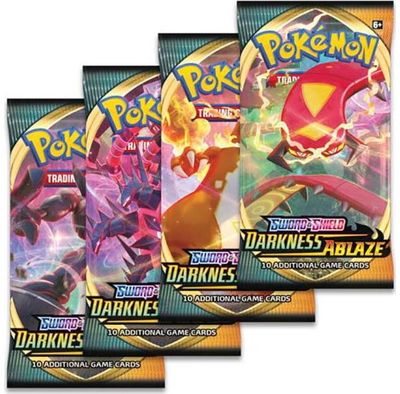 Pokemon kortelės Pokemon TCG Sword and Shield Darkness Ablaze 10 vnt. pakelyje, 1 pakelis, įv. rūšys