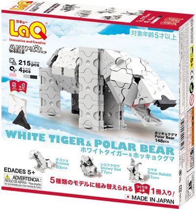 Japoniškas konstruktorius LaQ Animal World White Tiger & Polar Bear