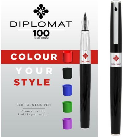 Plunksnakotis Diplomat CLR su keičiama dekoracija, F, Black lacquer