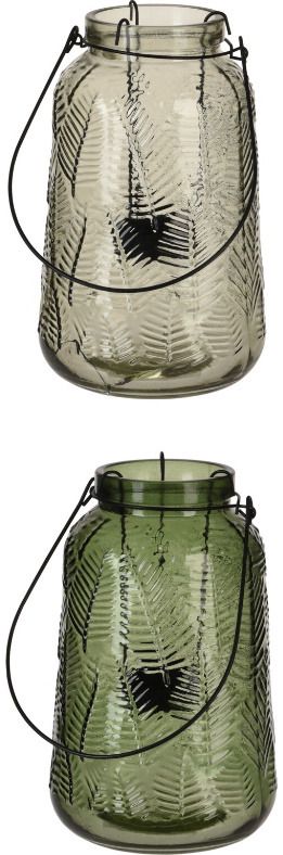 Žvakidė-žibintas GLASS su rankena, 12,5x12,5x19,5 cm