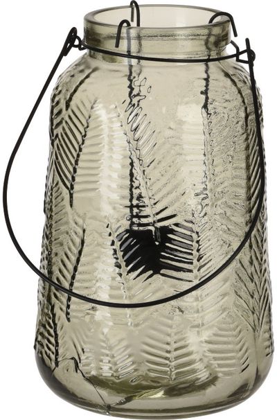 Žvakidė-žibintas GLASS su rankena, 12,5x12,5x19,5 cm