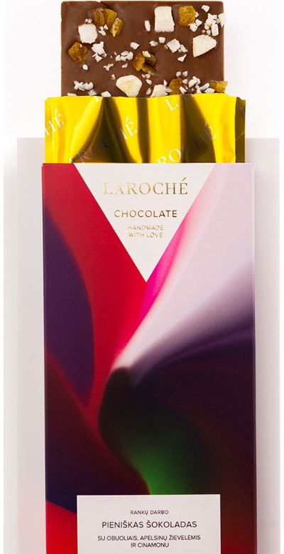LAROCHÉ Pieninis šokoladas su obuoliais, apelsinų žievelėmis ir cinamonu N°6, 90 g