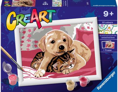 Tapyba pagal numerius RAVENSBURGER Creart Dog With A Kitty 22x16 cm.