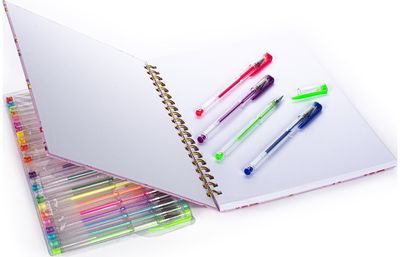 Eskizavimo albumas POSH+POP FLOWER+25 geliniai rašikliai, Pink