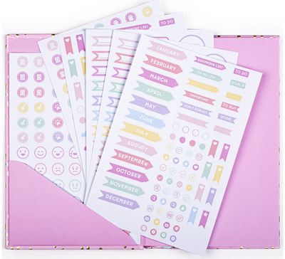 Savaitės planuoklis POSH+POP FLOWER su lipdukais, Pink