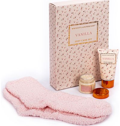 Kojų priežiūros rinkinys VANILLA (pėdų kremas+šveitiklis+kojinės), 50ml+38ml