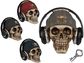 Taupyklė SKULL WITH EARPHONES, įv.spalvos, 17x14 cm