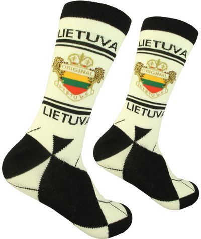 Vyriškos baltos/juoda kojinės su rombais ROBIN - RUTH Lithuania 41-46 d.