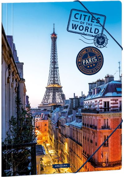 Aplankas kartoninis Cities PARIS su guma, A4