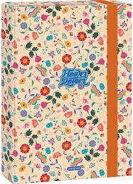 Dėklas sąsiuviniams FLOWER POWER su guma, A4