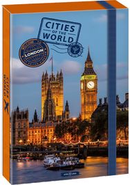 Dėklas sąsiuviniams Cities LONDON su guma, A4