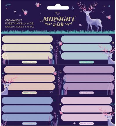 Lipdukai sąsiuviniams MIDNIGHT WISHE, 3x6 vnt