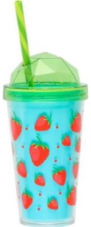 Kelioninis puodelis su šiaudeliu STRAWBERRY, 540 ml