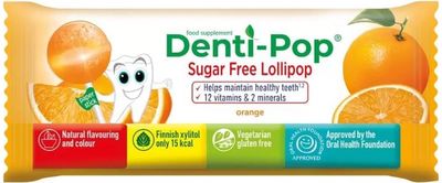Ledinukas DENTI-POP su 12 vitaminų ir 2 mineralais, apelsinų skonio, 6 g