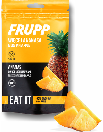 Liofilizuotų ananasų gabaliukai FRUPP, 15 g