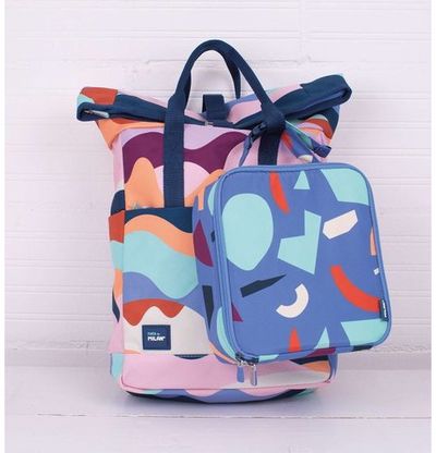 Pietų krepšelio rinkinys MILAN FUN ANIMALS BLUE (krepšelis+dėžutės 3vnt), 20x11x 27 cm