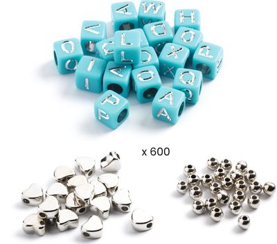 Kūrybinis papuošalų rinkinys DJECO Alphabet beads - Silver