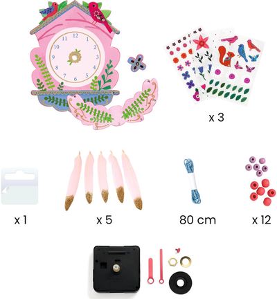 Kūrybinis rinkinys DJECO DIY Clock Cuckoo - susikurk savo laikrodį