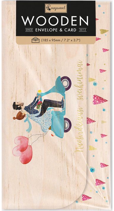 Medinis vokelis su sveikinimo kortele MOPEDU DVIESE