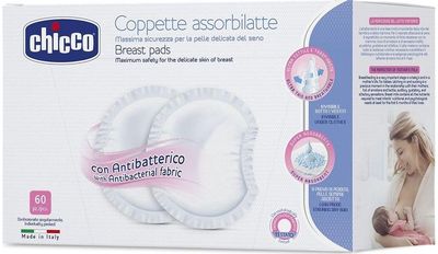 CHICCO Antibakteriniai krūtų įklotai, 60 vnt.