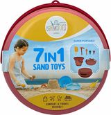 COMPACTOYS Kibirėlis su smėlio žaislais, raudonas