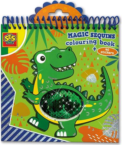 SES Magiška spalvinimo knygelė su blizgučiais „Dinozaurai“