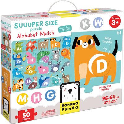 Lavinamoji dėlionė BANANAPANDA Suuuper Size Puzzle Alphabet Match 50 det.