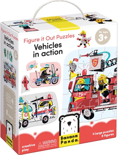 Lavinamasis žaidimas BANANAPANDA Figure It Out Puzzles Vehicles in Action