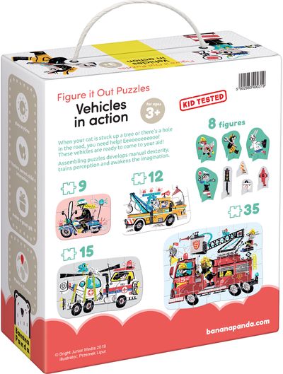 Lavinamasis žaidimas BANANAPANDA Figure It Out Puzzles Vehicles in Action