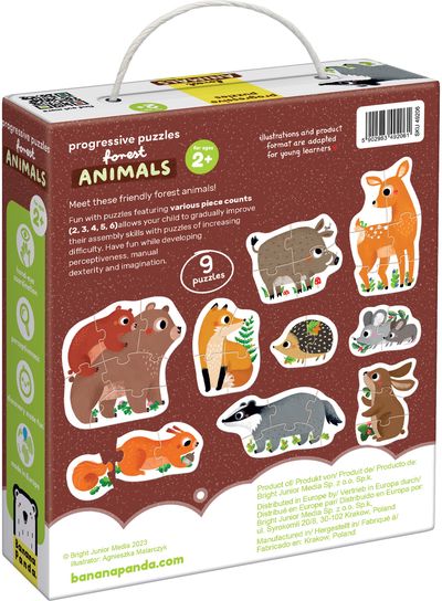 Lavinamoji dėlionė BANANAPANDA Progressive Puzzles Forest Animals 2+