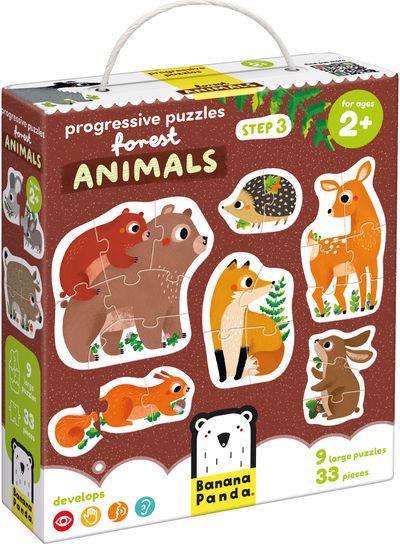 Lavinamoji dėlionė BANANAPANDA Progressive Puzzles Forest Animals 2+