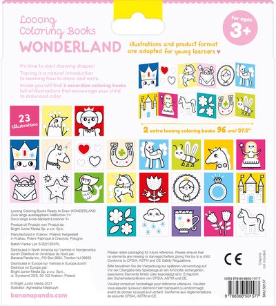 Lavinamoji knygelė BANANAPANDA Looong Coloring Books : Ready to Draw Wonderland