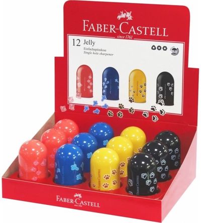 Drožtukas Faber-Castell JELLY, su konteineriu, įv. sp., 1 skylė